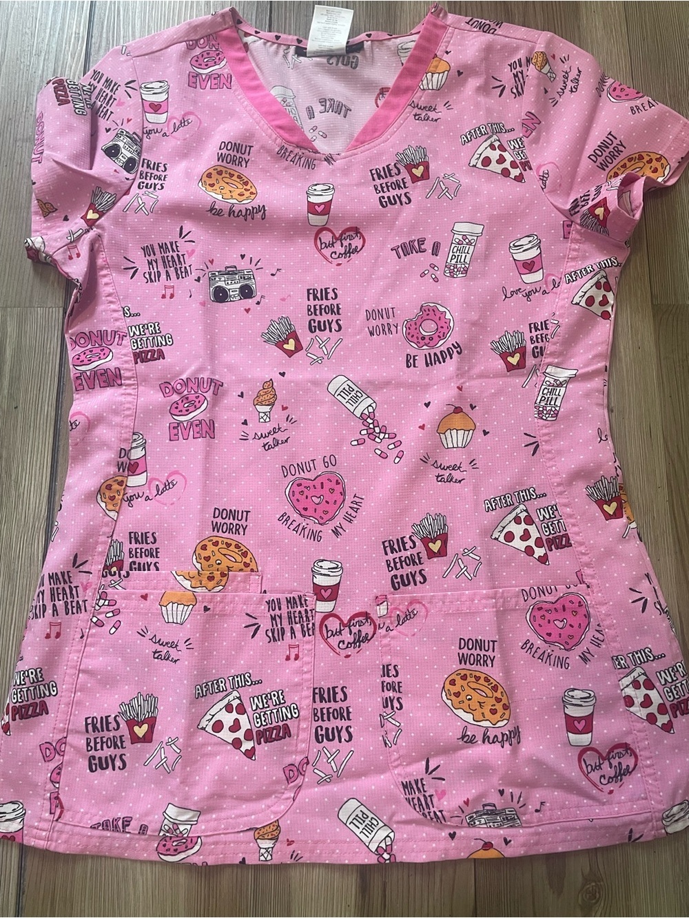 HeartSoul Scrub Top with Donut & Snack Print